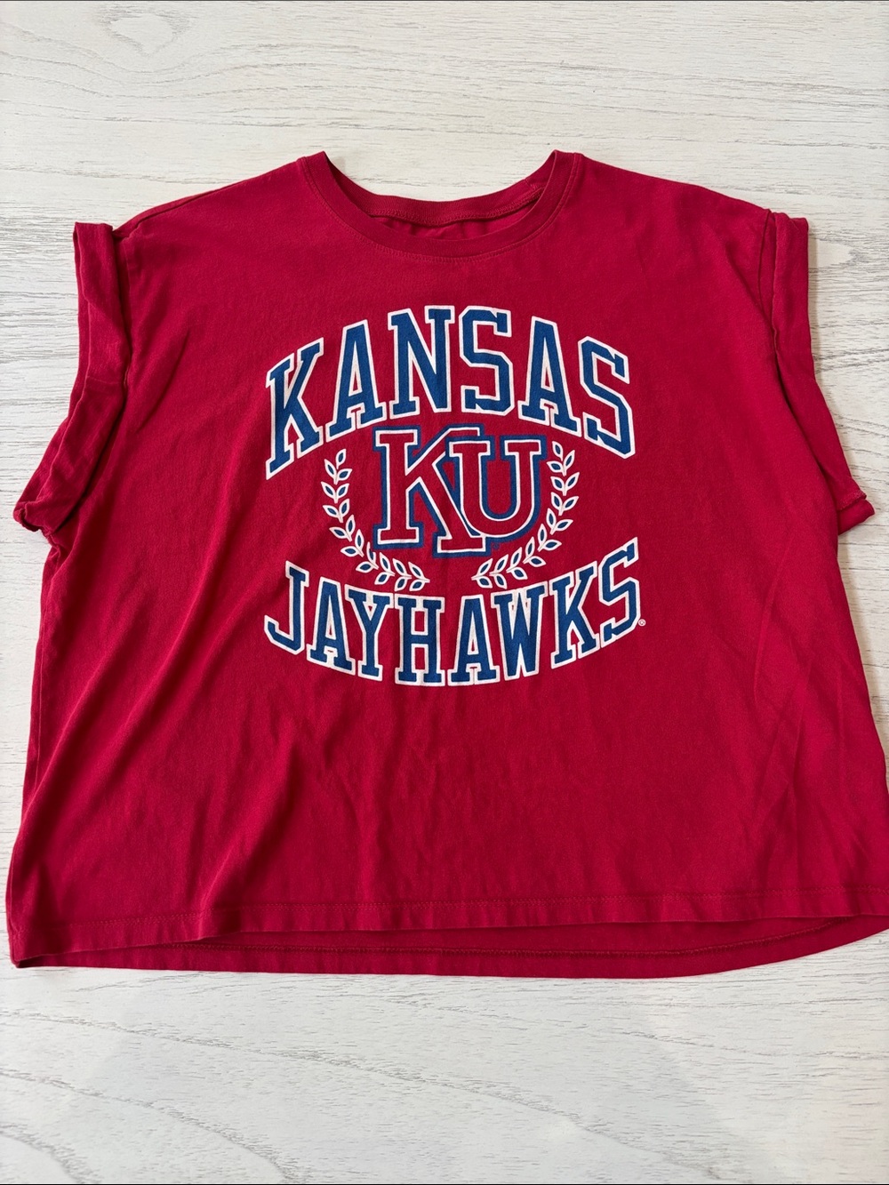 Tailgate Kansas Jayhawks Cropped Tee Women’s Medium SZ M